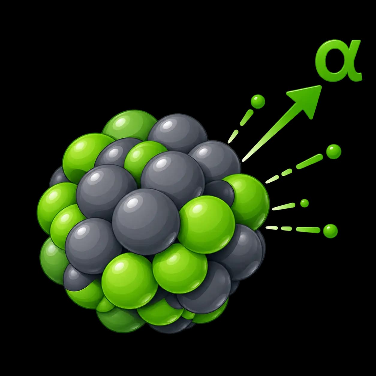 Noyau atomique émettant une particule alpha lors de la désintégration radioactive de l’uranium